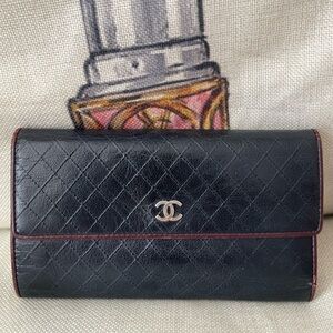 CHANEL⭐️Black Quilted Leather Diamond Stitched Continental Flap Wallet w/ COA⭐️